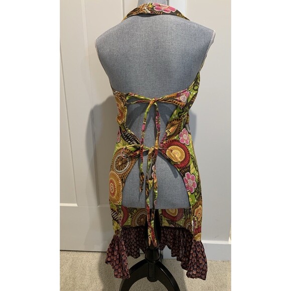 Pier 1 Imports Full Apron Multicolor Boho Floral Print Tie Waist Scoop Neck - Picture 2 of 7